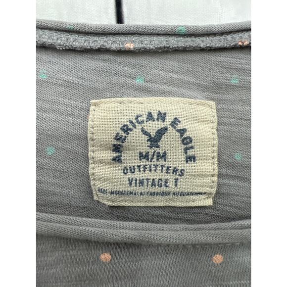 American Eagle AEO MEDIUM Gray Burnout Polka Dot Run Wild Crop Top Tee - Picture 6 of 8